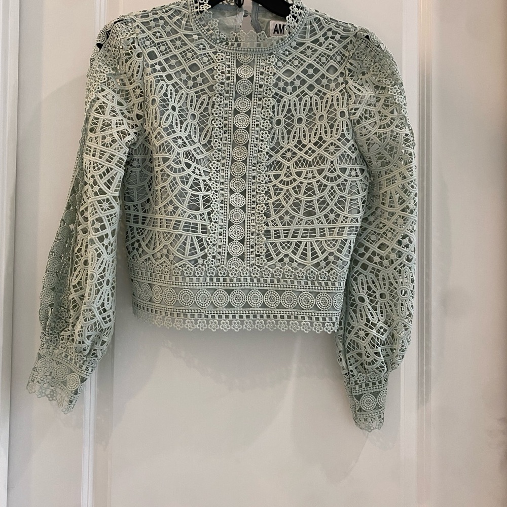 Chic Lace Blouse in Soft Green